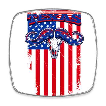 A Beautiful Texas Longhorns with US Flag Design - Square fridge magnet - white - Front