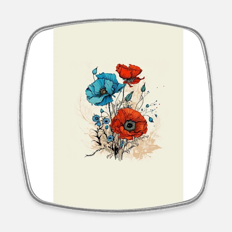 Coquelicots - Magnet carré - blanc