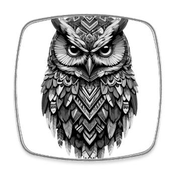 Indian geometric owl - Square fridge magnet - white - Front