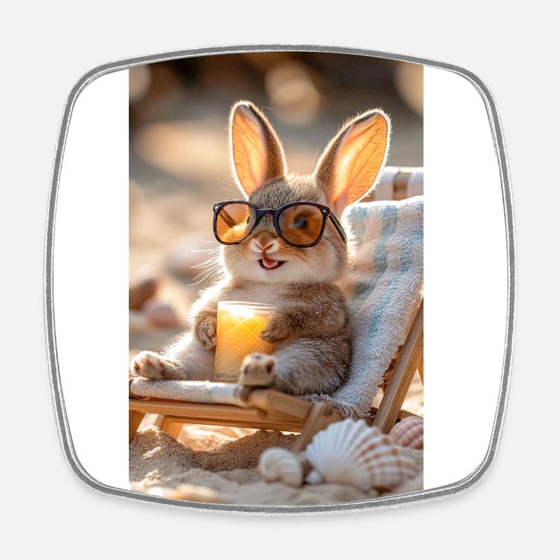 Beach Bunny Vibes - Square fridge magnet - white