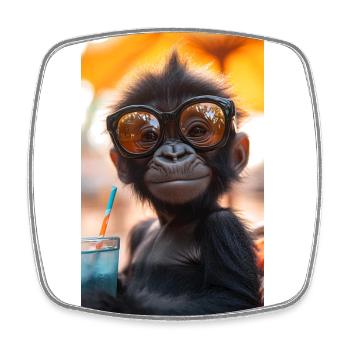 Gorilla Chill Time - Square fridge magnet - white - Front