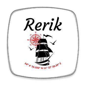 Rerik Sailing Ship Compass Rose Baltic Sea - Square fridge magnet - white - Front