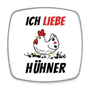 Ich liebe Hühner Hühnerzüchter Hühnerstall - Viereckiger Kühlschrankmagnet - Weiß - Vorne