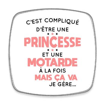 Compliqué d'être une princesse et une motarde - Magnet carré - blanc - Devant