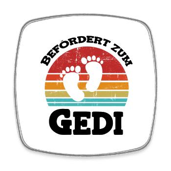 Befördert zum Gedi Patenonkel Österreich - Viereckiger Kühlschrankmagnet - Weiß - Vorne