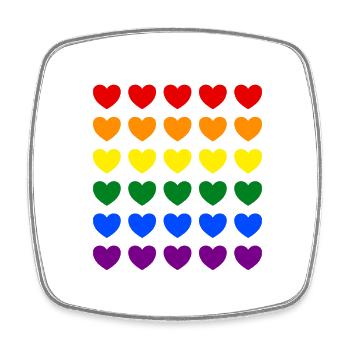 Pride Herzen Regenbogen Farben LGBT LGBTQ Geschenk - Viereckiger Kühlschrankmagnet - Weiß - Vorne