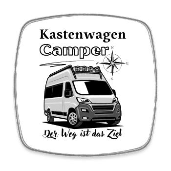 Camper-Kastenwagen Wohnmobil Spruch + Motiv - Viereckiger Kühlschrankmagnet - Weiß - Vorne