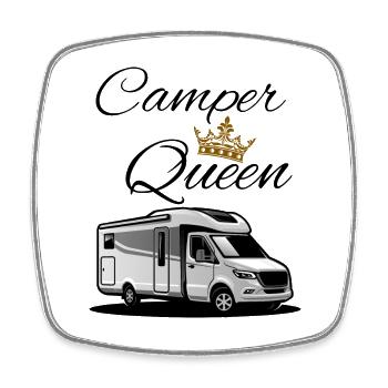 Reine du camping-car Reine du camping-car - Magnet carré - blanc - Devant