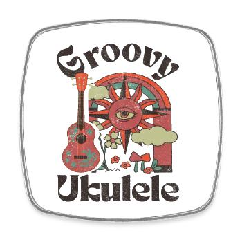 Groovy Ukulele - Viereckiger Kühlschrankmagnet - Weiß - Vorne