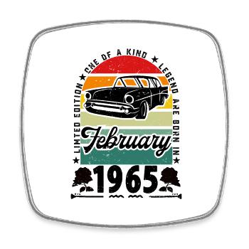 Anniversaire février 1965, Vintage février 1965. - Magnet carré - blanc - Devant