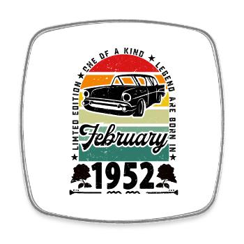 Anniversaire février 1952, Vintage février 1952. - Magnet carré - blanc - Devant