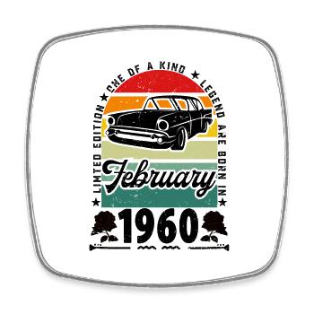 Anniversaire février 1960, Vintage février 1960. - Magnet carré - blanc - Devant