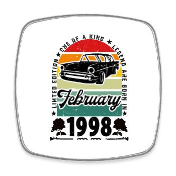 Birthday February 1998, Vintage February 1998. - Square fridge magnet - white - Front