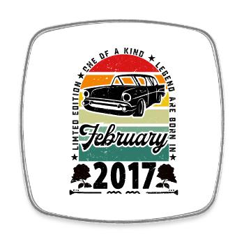 Birthday February 2017, Vintage February 2017. - Square fridge magnet - white - Front