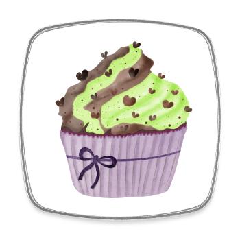 Cupcake à la pistache et au chocolat - Magnet carré - blanc - Devant
