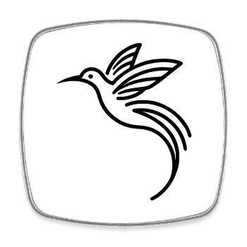 Minimalist Magical Hummingbird Line Art - black - Square fridge magnet - white - Front