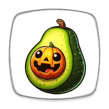 Gruselige Halloween Avocado Monster Cartoon Vegan - Viereckiger Kühlschrankmagnet - Weiß - Vorne