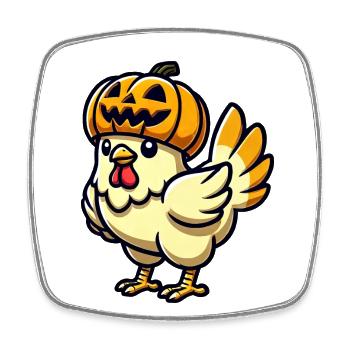 Halloween Poulet Citrouille Dessin animé Octobre - Magnet carré - blanc - Devant