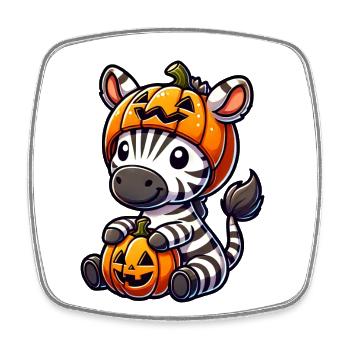Mignon Halloween zèbre citrouille dessin animé octobre - Magnet carré - blanc - Devant