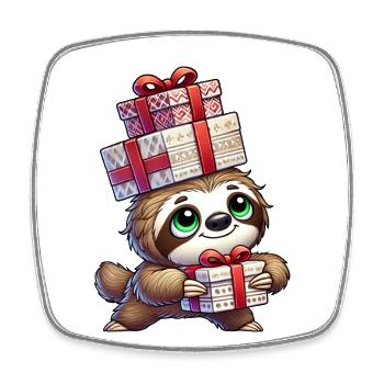 Weihnachtsmann Faultier Weihnachtszeit Feier - Viereckiger Kühlschrankmagnet - Weiß - Vorne