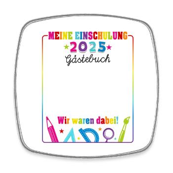 Einschulung 2025 Schulkind Gästebuch Geschenk - Viereckiger Kühlschrankmagnet - Weiß - Vorne