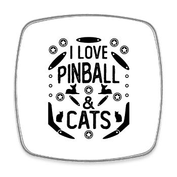 I Love Pinball & Cats Für Zocker - Viereckiger Kühlschrankmagnet - Weiß - Vorne