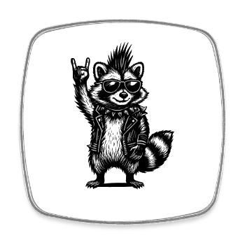 Rock Musik Waschbär Lustig Humor Geschenkidee - Viereckiger Kühlschrankmagnet - Weiß - Vorne