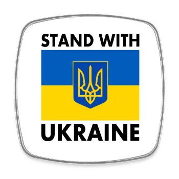 stand with ukraine - Viereckiger Kühlschrankmagnet - Weiß - Vorne