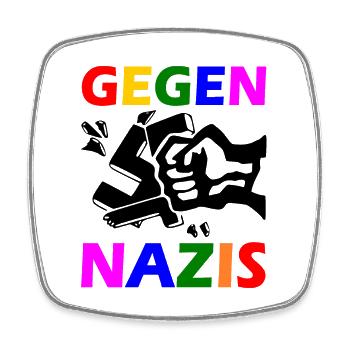 Gegen nazis - Viereckiger Kühlschrankmagnet - Weiß - Vorne