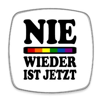 Nie wieder ist jetzt - Viereckiger Kühlschrankmagnet - Weiß - Vorne
