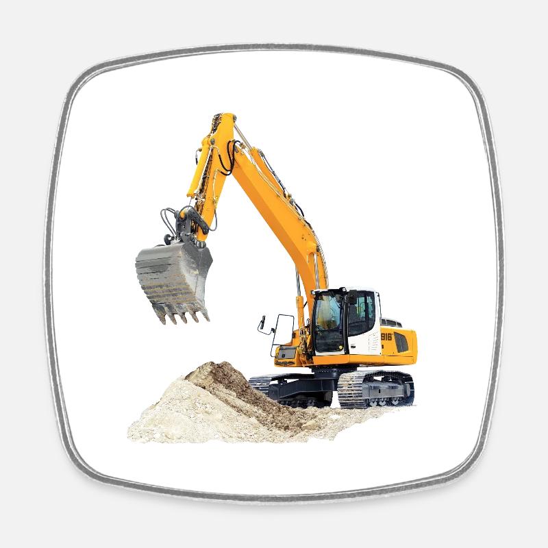 Bagger - Viereckiger Kühlschrankmagnet - Weiß