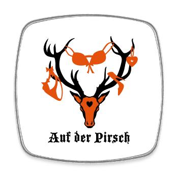 Hirsch auf der Pirsch 2c - Viereckiger Kühlschrankmagnet - Weiß - Vorne