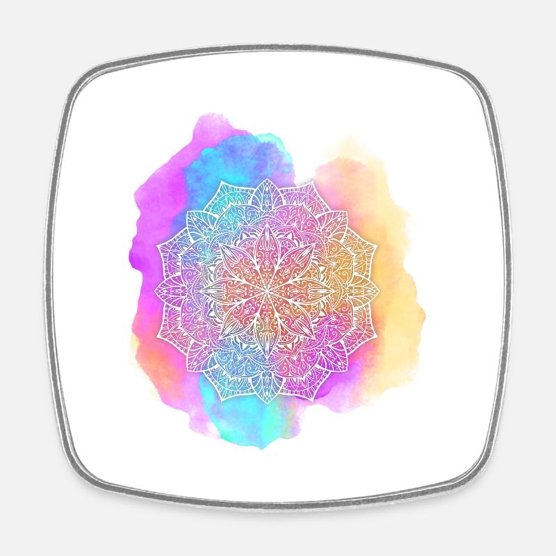 Mandala - Viereckiger Kühlschrankmagnet - Weiß