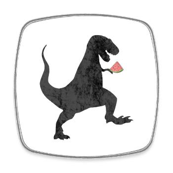 Dino mit Melone - Viereckiger Kühlschrankmagnet - Weiß - Vorne