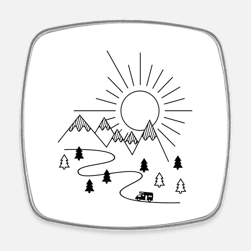 Camping-car - Magnet carré - blanc