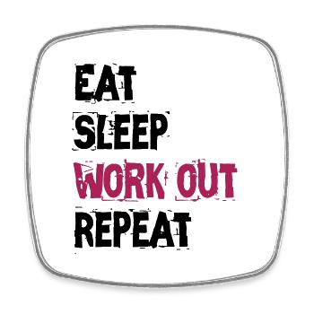 EAT SLEEP WORK OUT REPEAT - Square fridge magnet - white - Front