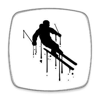 graffiti tropfen ski fahren runter berg winter - Viereckiger Kühlschrankmagnet - Weiß - Vorne