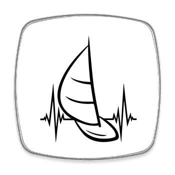 heartbeat pulse frequency sea waves boat sailing s - Square fridge magnet - white - Front