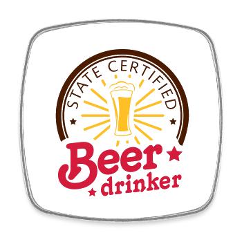 buveur de bière certifié par l'état - Magnet carré - blanc - Devant