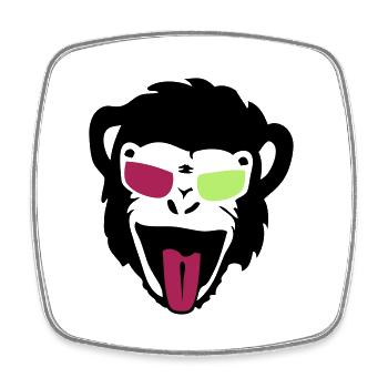 gorilla monkey head bezel - Square fridge magnet - white - Front