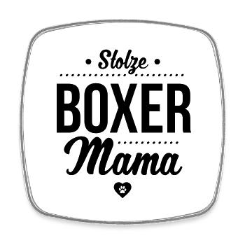 Stolze Boxer Mama Herz - Viereckiger Kühlschrankmagnet - Weiß - Vorne