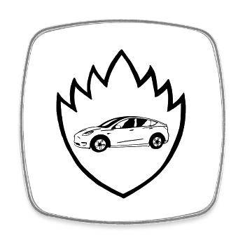 Elektroauto model y 3 im Schild - Viereckiger Kühlschrankmagnet - Weiß - Vorne