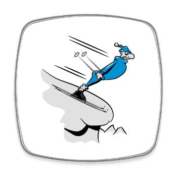 Winter Urlaub ski abfahrt witzig comic - Viereckiger Kühlschrankmagnet - Weiß - Vorne