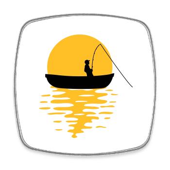 boat sun evening angler sport silhouette clipart h - Square fridge magnet - white - Front