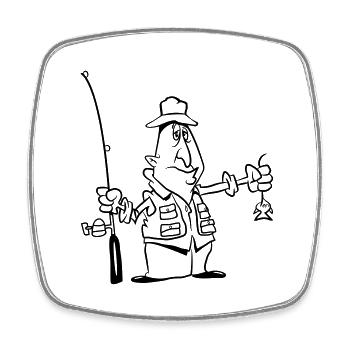 Fishing funny pitch - Square fridge magnet - white - Front