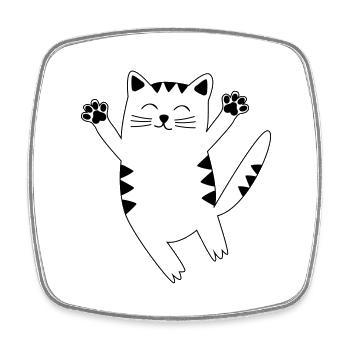 Katze - Viereckiger Kühlschrankmagnet - Weiß - Vorne