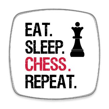 Eat Sleep Chess Repeat - Queen - Square fridge magnet - white - Front