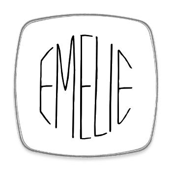 Emelie Geschenk - Viereckiger Kühlschrankmagnet - Weiß - Vorne