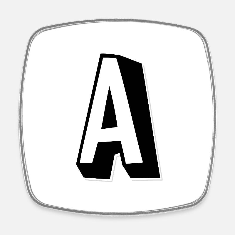 Letter A - Alphabet A - Square fridge magnet - white