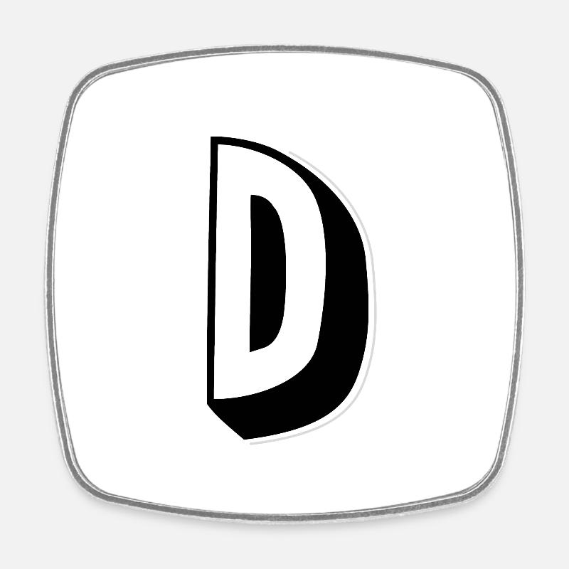 Lettre D - Magnet carré - blanc